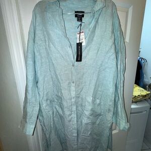 Jones & Co New York Casual Light Blue Button Down Bathing Suit Cover/Dress